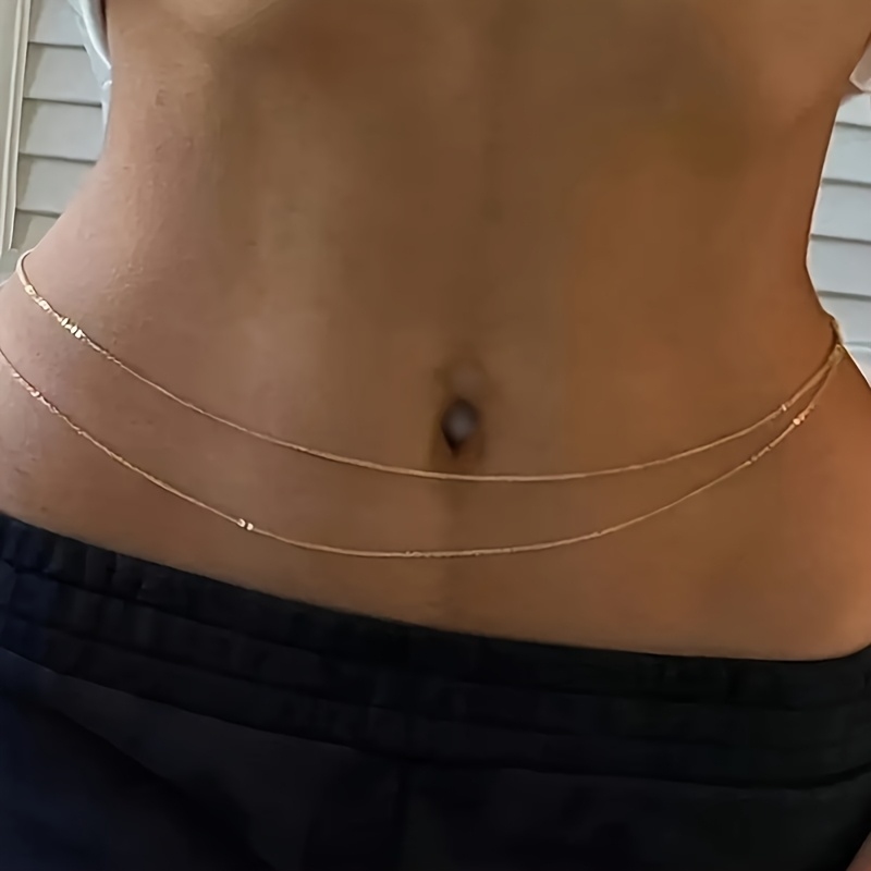 Body Jewelry Bulk - 1Double-layer gold metal waist chain belt