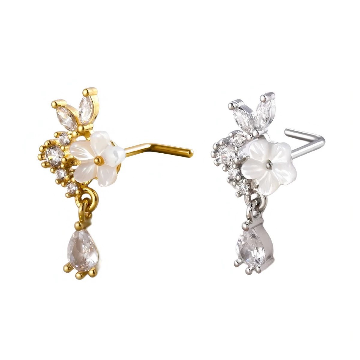 Gold Flower Nose Ring with Dan - Body Jewelry Nose Studs recensione e prezzo