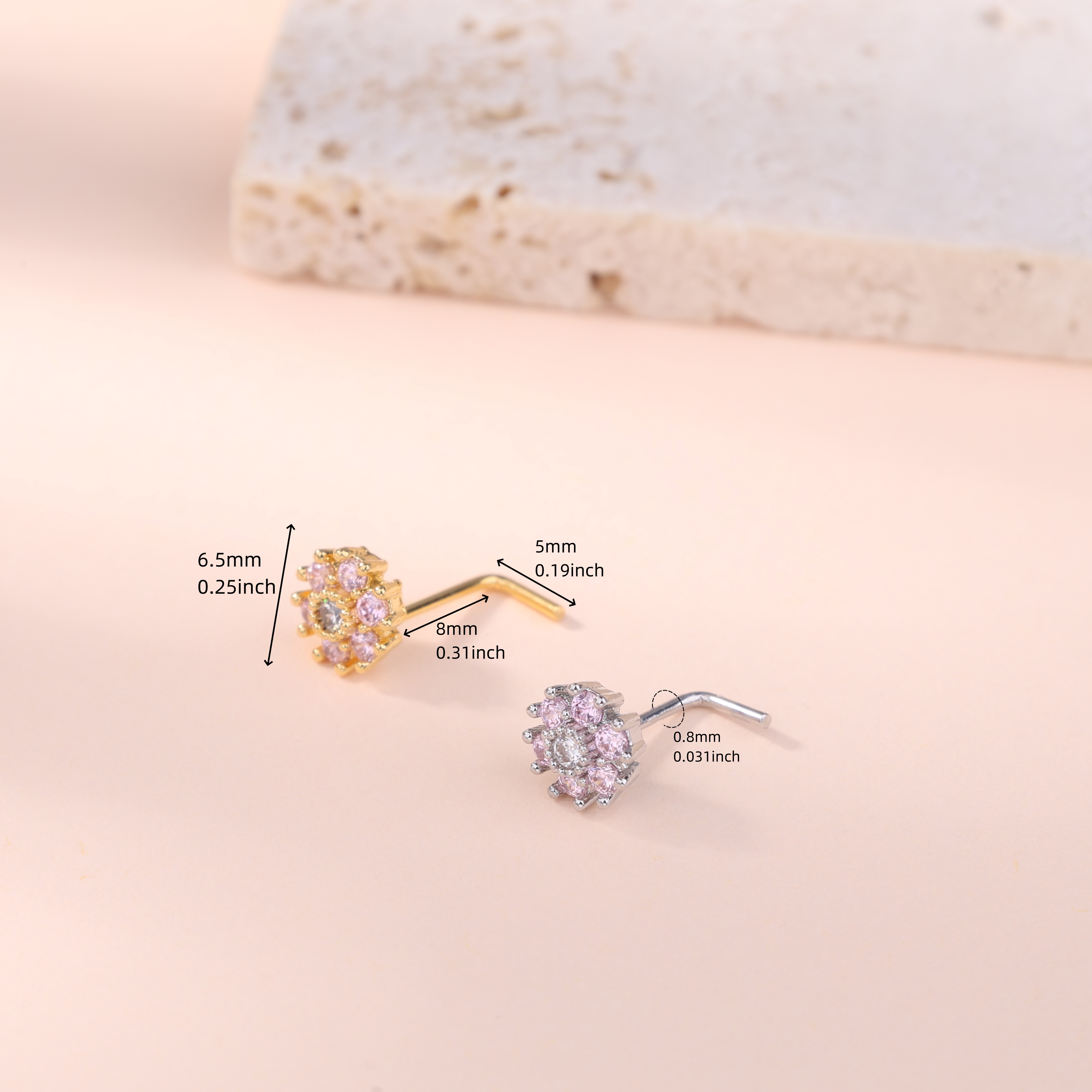 1Pcs Nose Stud Rings L Screw S - Body Jewelry Nose Studs recensione e prezzo