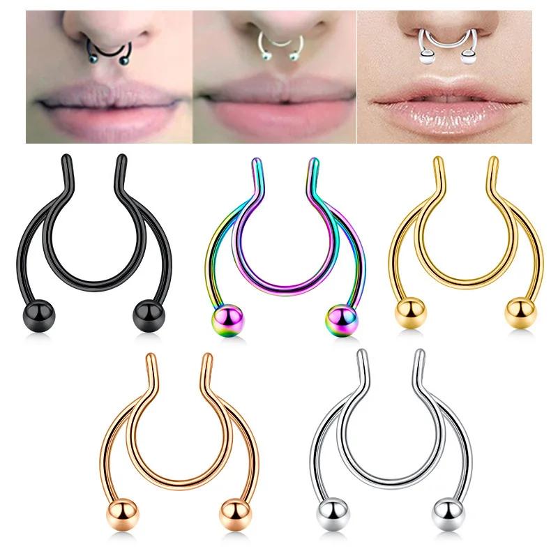 U Shaped Fake Nose Ring Hip Ho - Body Jewelry Nose Studs recensione e prezzo