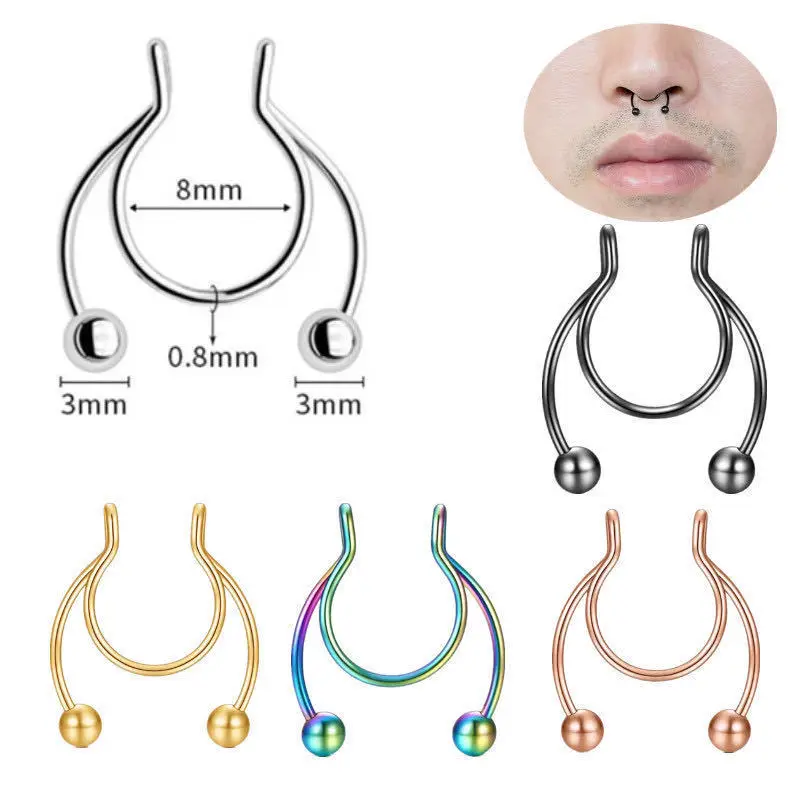 U Shaped Fake Nose Ring Hip Ho - Body Jewelry Nose Studs recensione e prezzo