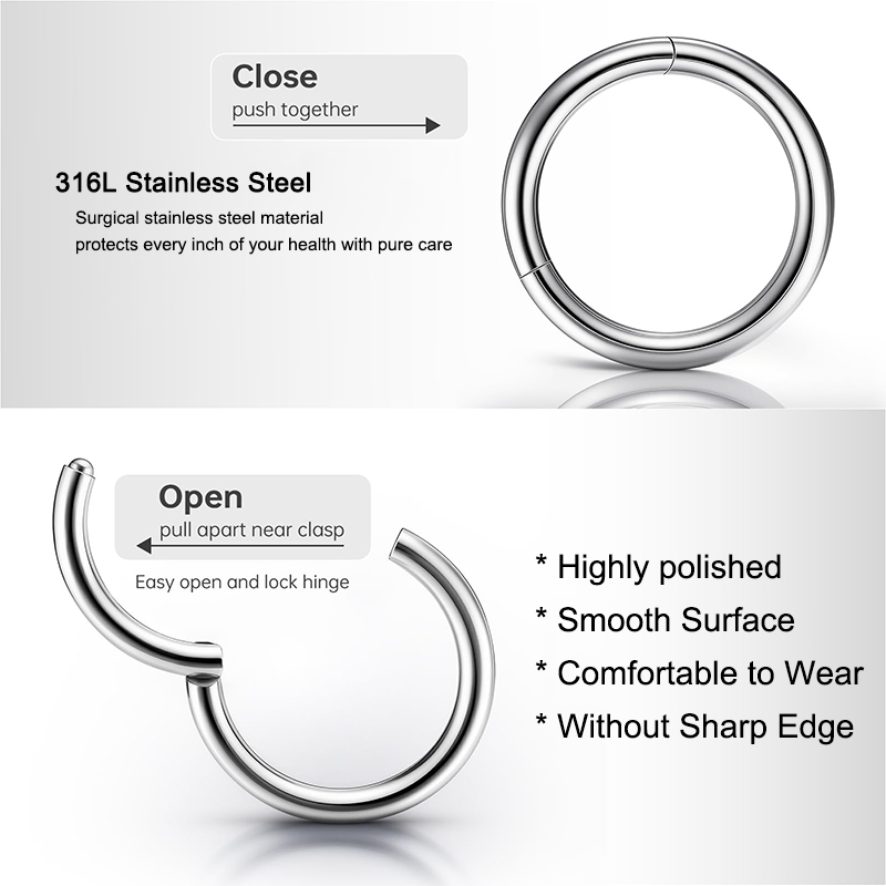 16G 316L Surgical Steel Hinged - Body Jewelry Nose Studs recensione e prezzo