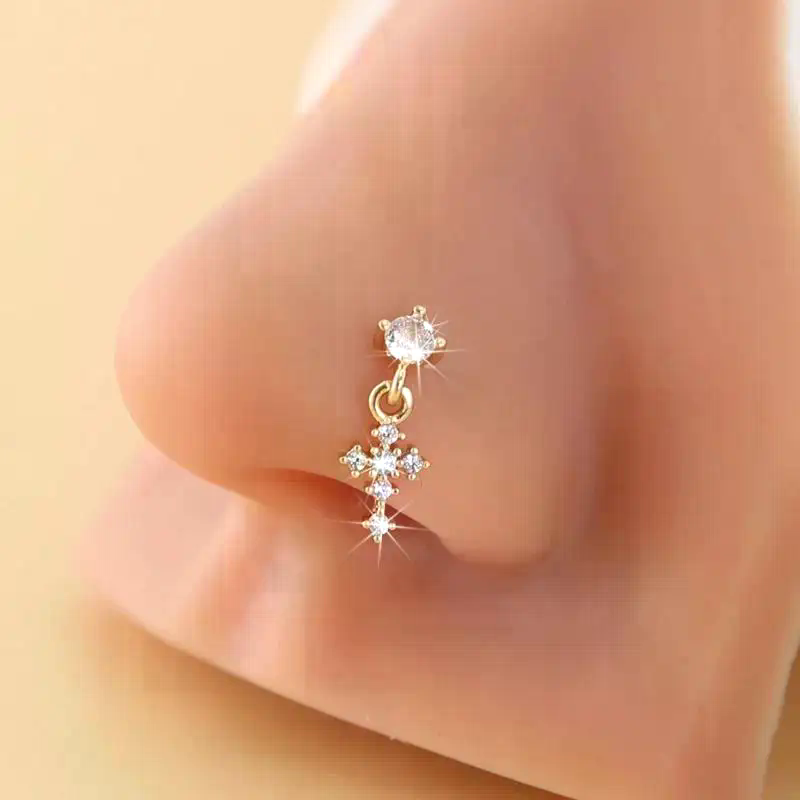 Dangle Nose Rings For Women Cr - Body Jewelry Nose Studs recensione e prezzo