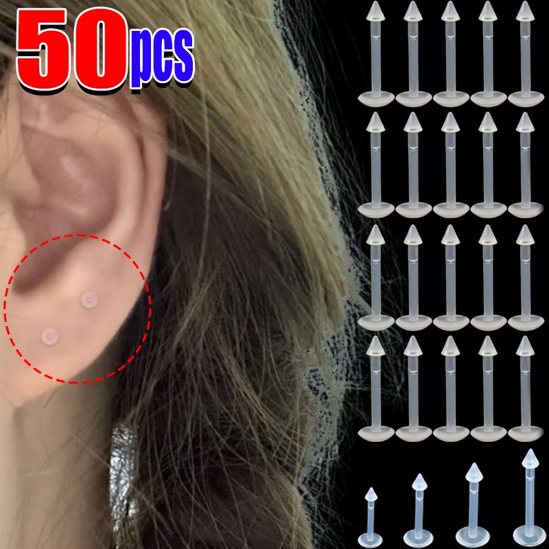10-50Pcs Transparent Lip Studs - Body Jewelry Nose Studs recensione e prezzo