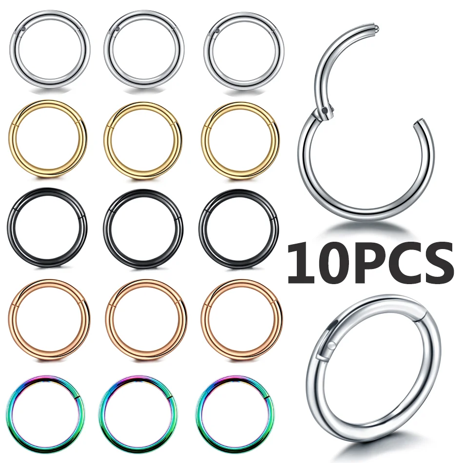 10pcs Hinged Segment Nose Ring - Septum Clicker Ring recensione e prezzo