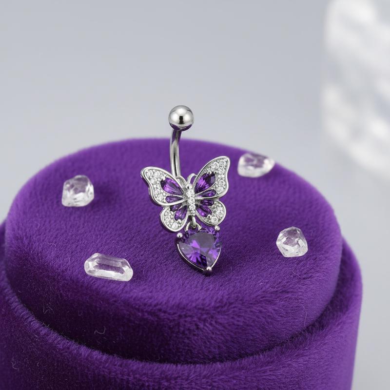 1Pcs Purple Zircon Dangle Bell - Body Jewelry Titanium recensione e prezzo