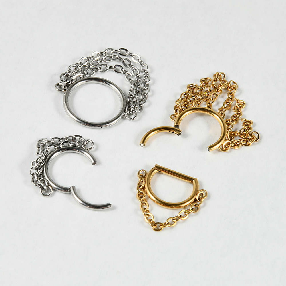 1pcs Surgical Steel Chain Dang - Septum Clicker Ring recensione e prezzo