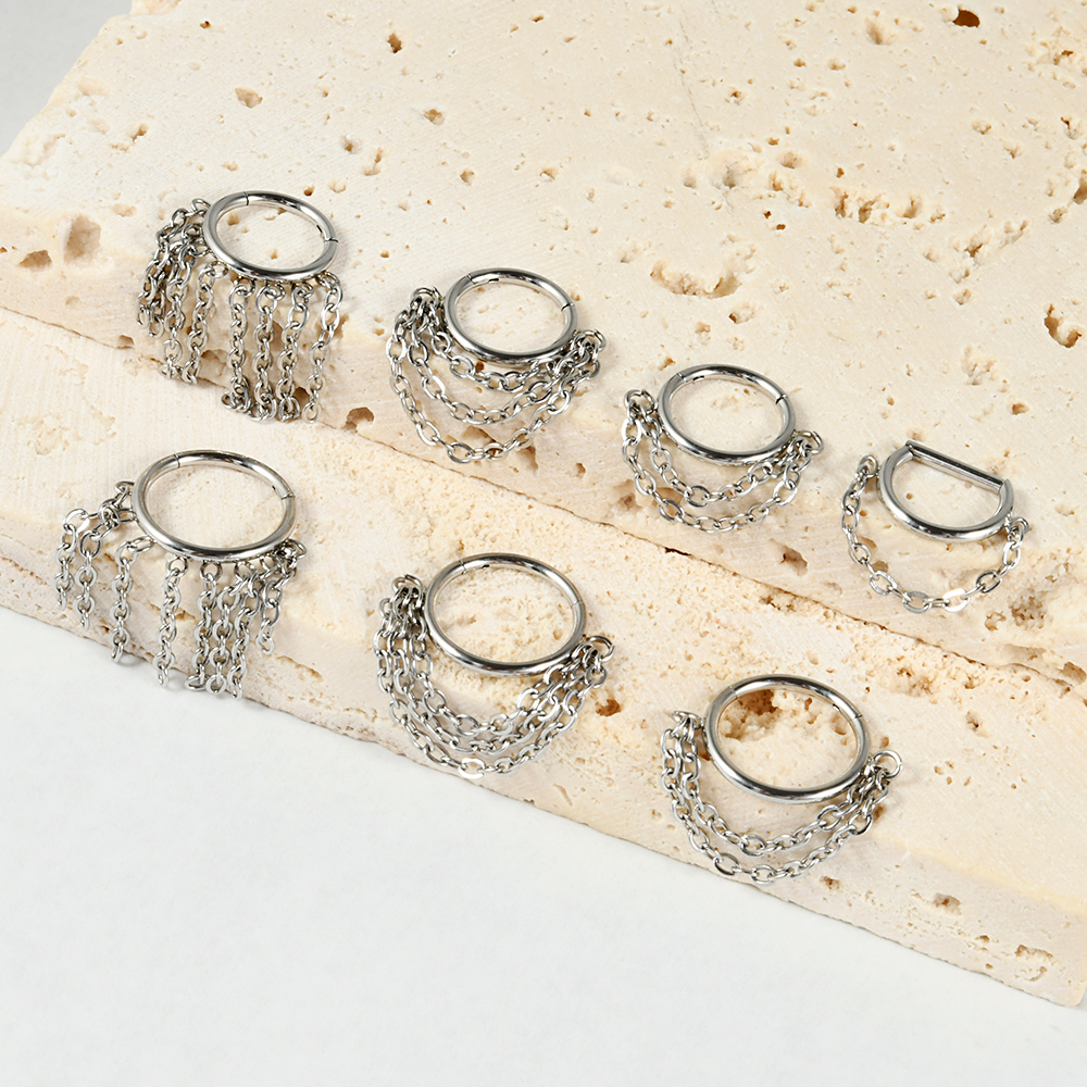 1pcs Surgical Steel Chain Dang - Septum Clicker Ring recensione e prezzo