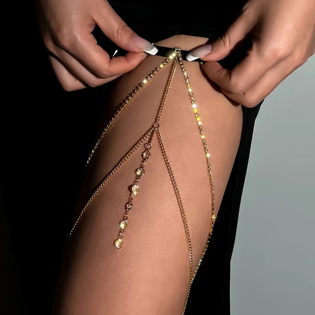 Sexy Shiny Crystal Multilayer  - Body Jewelry Thigh Chain recensione e prezzo