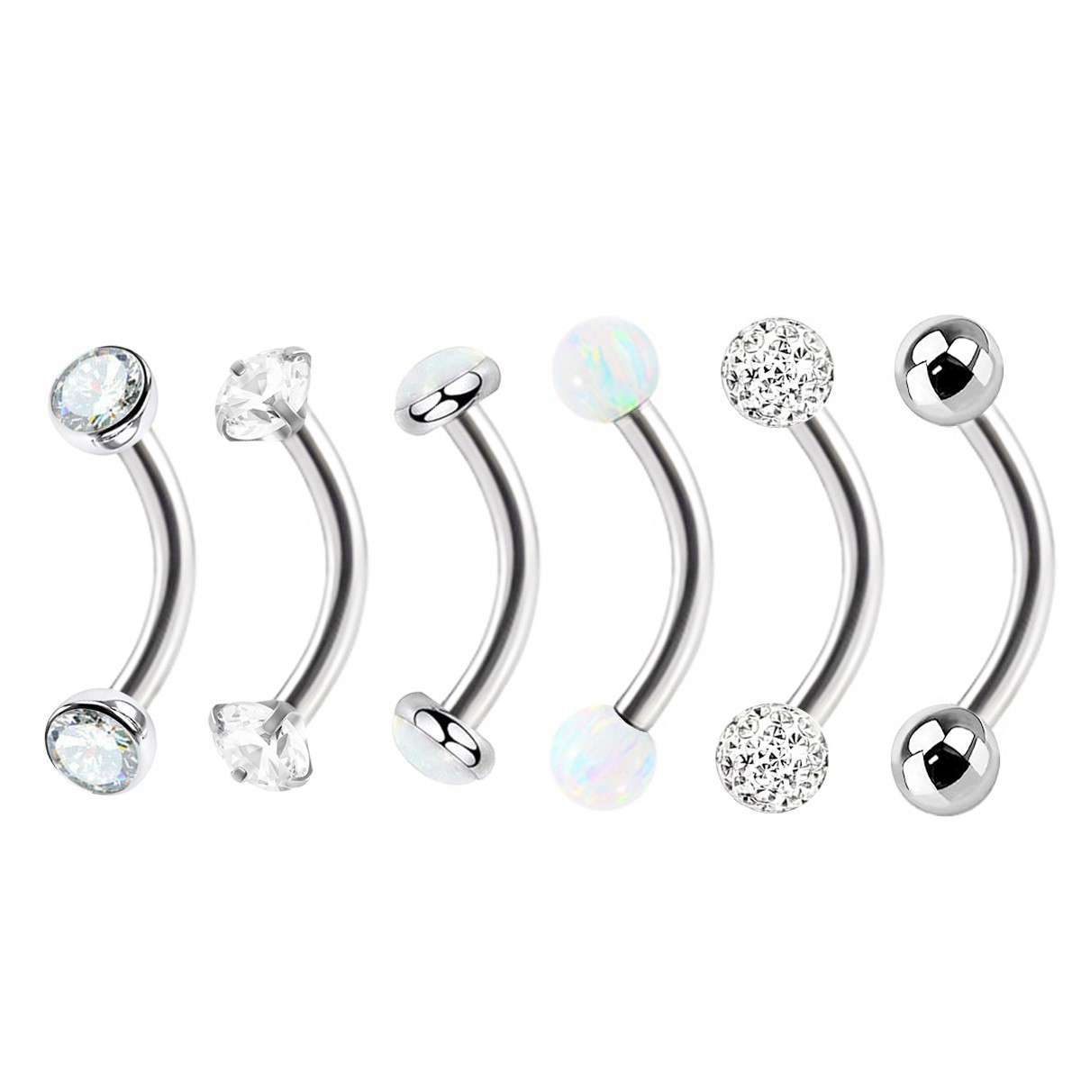 6pc 16g Mixed Type Opal Crysta - Body Jewelry Metal Types recensione e prezzo