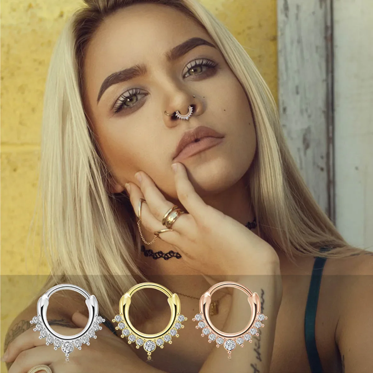 2Pcs 316L Surgical Steel Zirco - Septum Clicker Ring recensione e prezzo