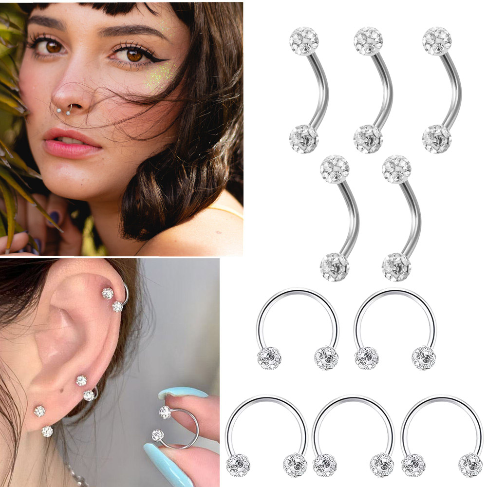 5pc Stainless Steel Rhinestone - Body Jewelry Metal Types recensione e prezzo