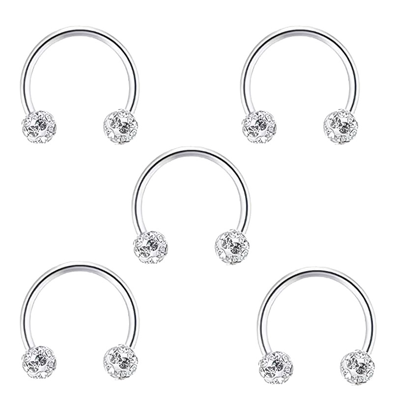 5pc Stainless Steel Rhinestone - Body Jewelry Metal Types recensione e prezzo