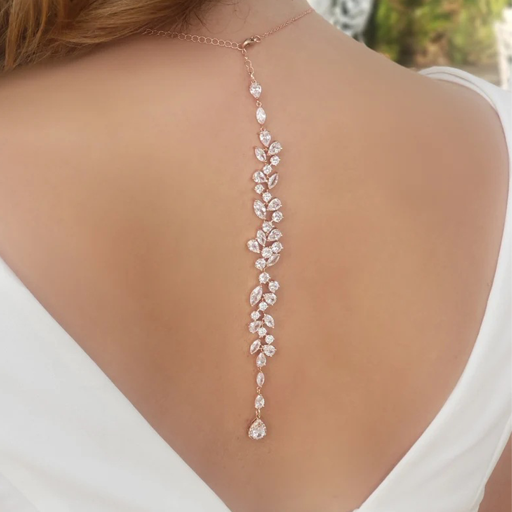 Crystal Leaf Backdrop Necklace - Body Jewelry Bulk recensione e prezzo