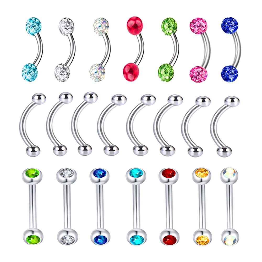 6X Mixed Type 3mm Crystal Eyeb - Body Jewelry Metal Types recensione e prezzo