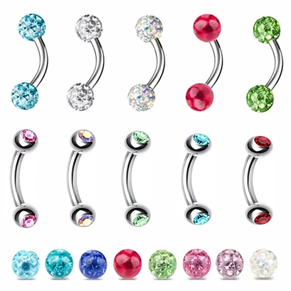 6X Mixed Type 3mm Crystal Eyeb - Body Jewelry Metal Types recensione e prezzo