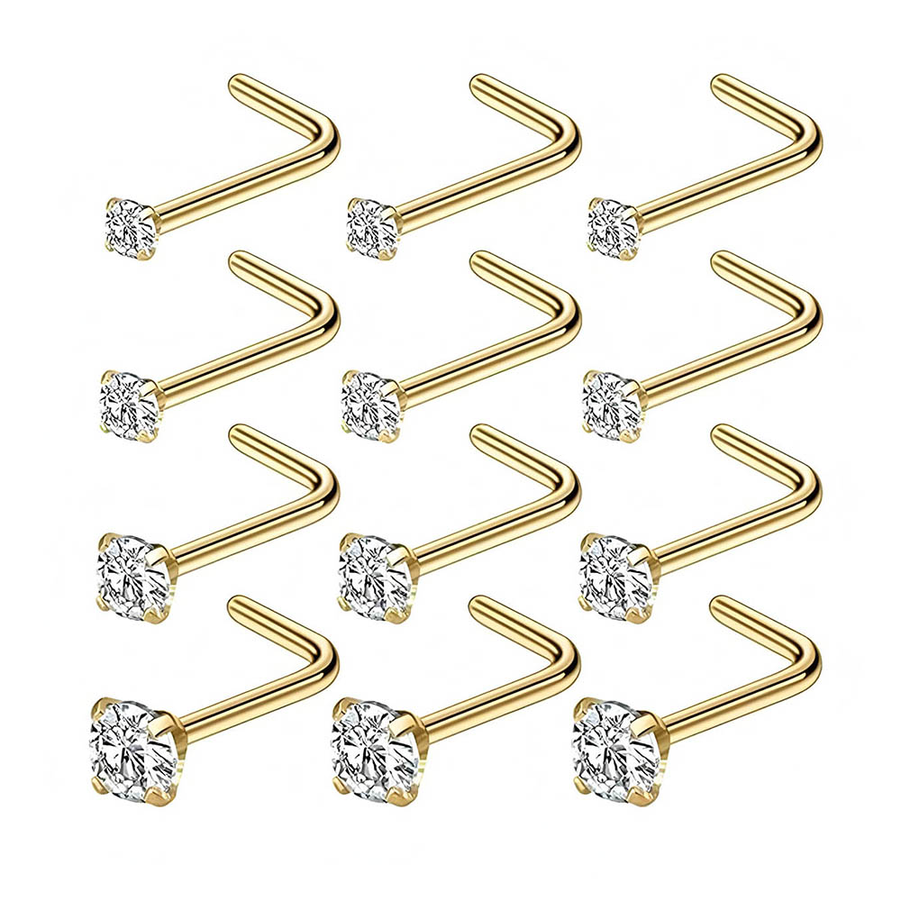 12-Piece Full Set 316L Hypoall - Body Jewelry Nose Studs recensione e prezzo