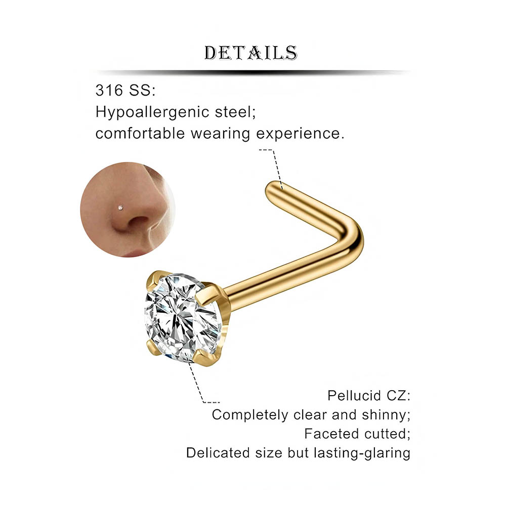 12-Piece Full Set 316L Hypoall - Body Jewelry Nose Studs recensione e prezzo